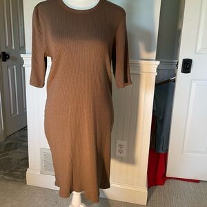 GAP Brown Ribbed dress 3/4 sleeve